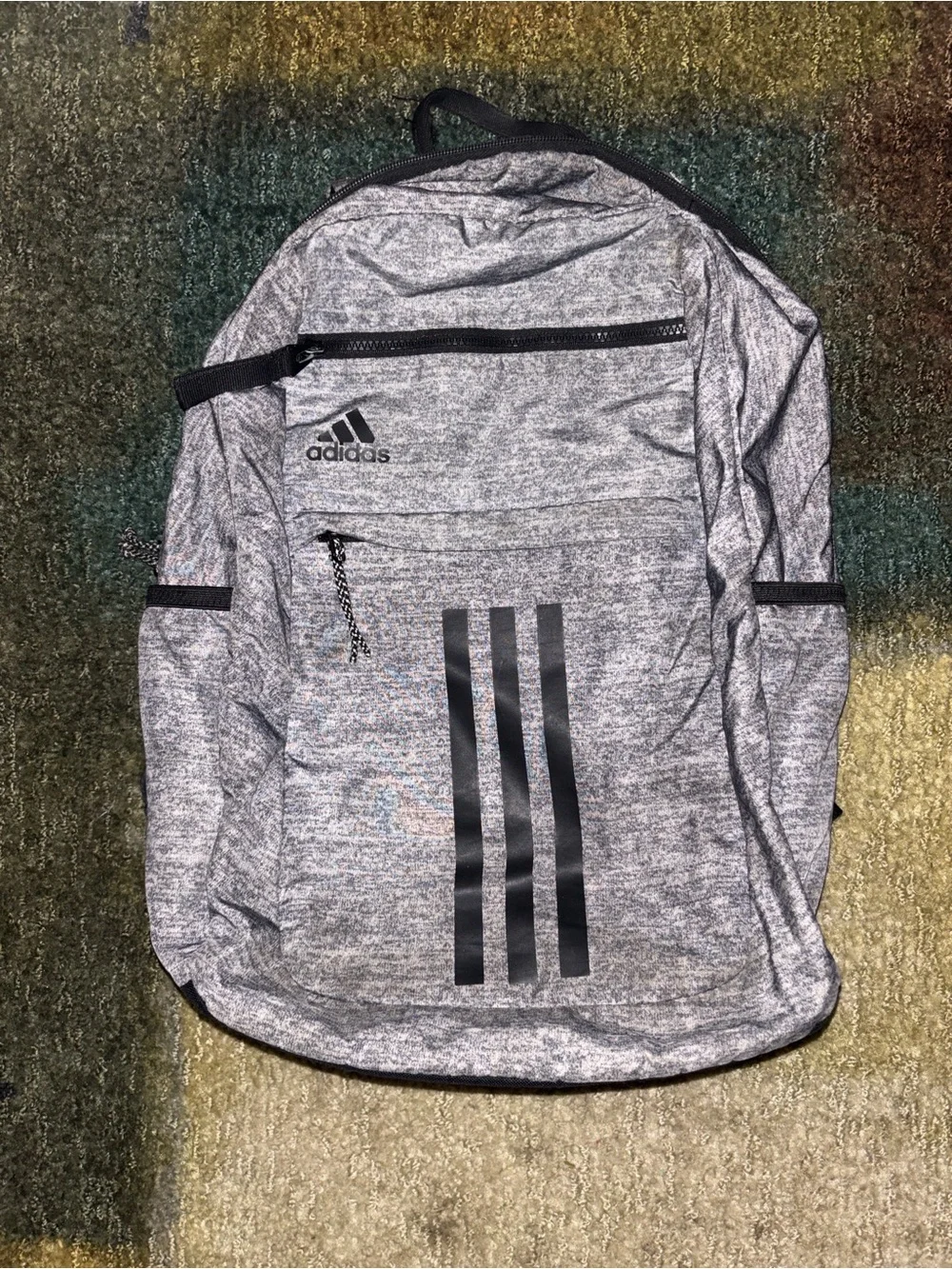 adidas Heather Gray Backpack with Black Stripes